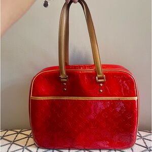 Louis Vuitton Red Monogram Vernis Sutton Shoulder Bag